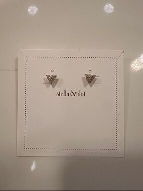 Stella & Dot Silver Pavé Triangle Stud Earrings